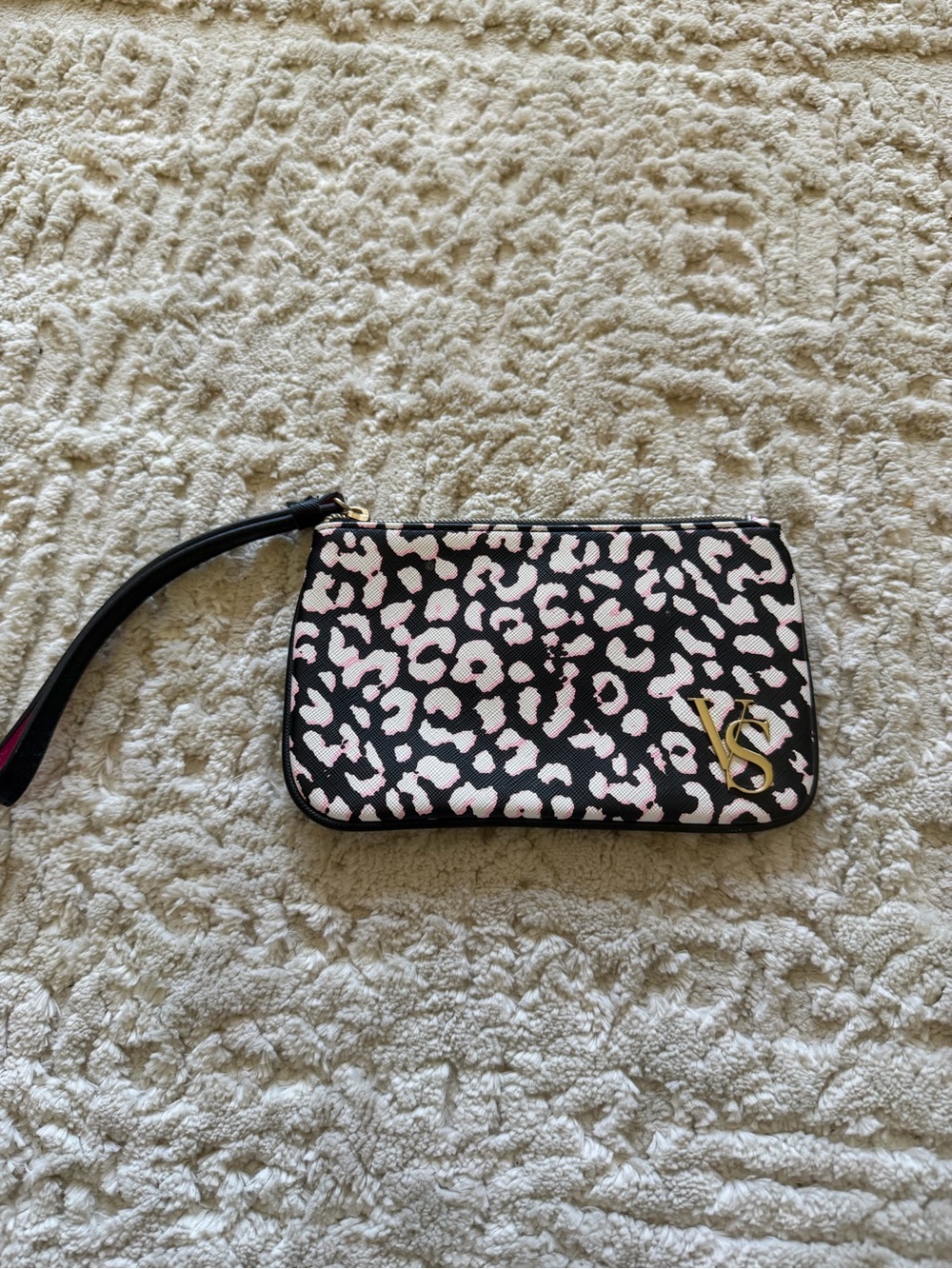 Victoria's Secret Black and Pink Leopard Wristlet Clutch